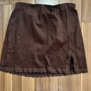 H&M Rich Brown Skirt With Lace Trim Size Medium NWT